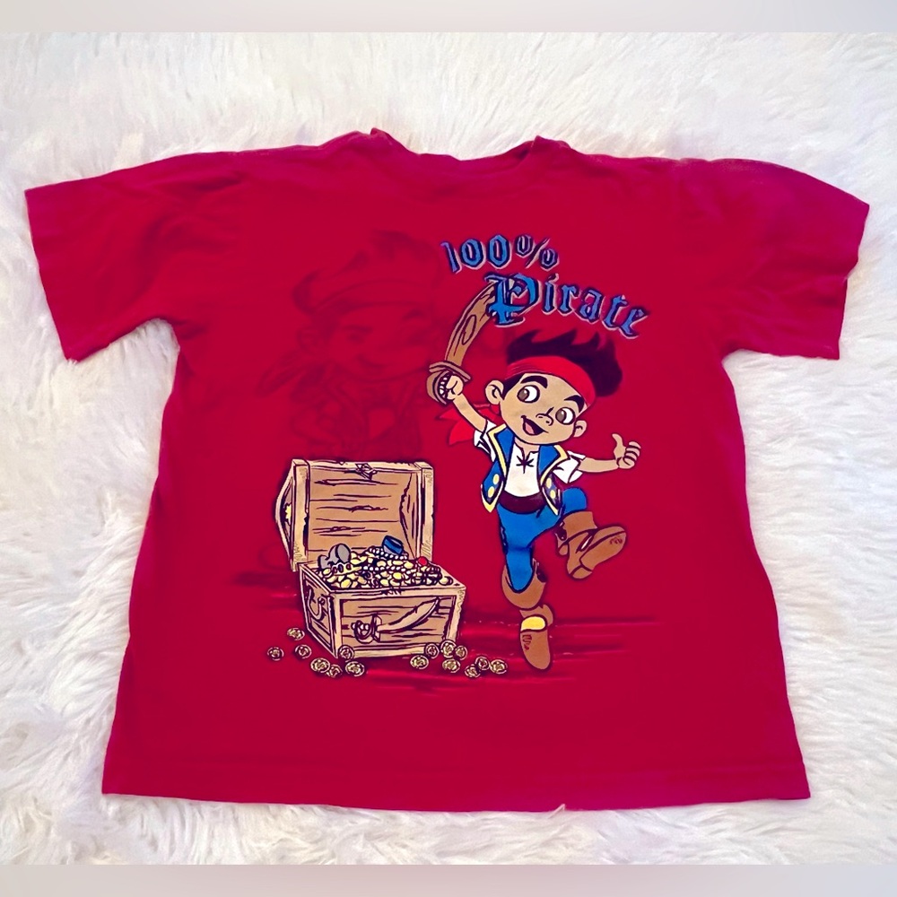 Rare Disney Jake & the Neverland Pirates Red T Shirt Boys XS 4 Top